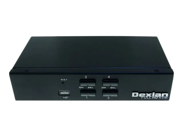 Dexlan KVM switch 4 ports HDMI 4K / USB / Audio - KVM-/Audio-Switch - 4 x KVM/Audio - 1 lokaler Benutzer - Desktop