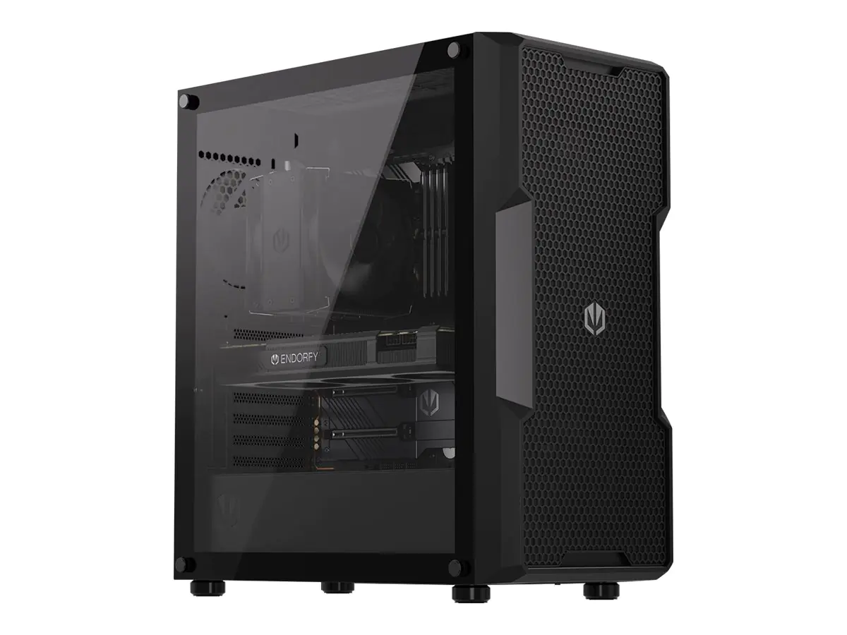 Endorfy Regnum 400 Air - PC-Gehäuse - ATX - Seitenteil mit Fenster (gehärtetes Glas) - keine Spannungsversorgung (ATX) - Schwarz - USB/Audio