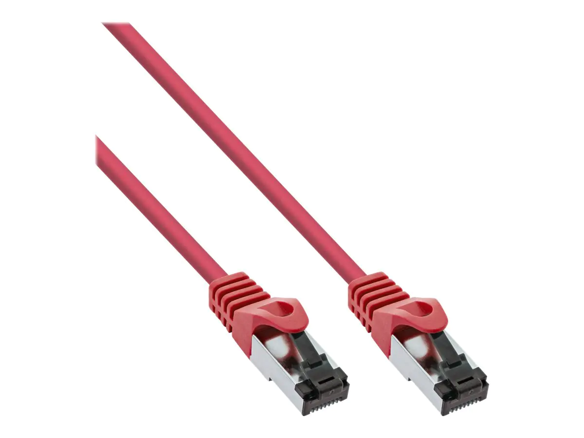 InLine - Patch-Kabel - RJ-45 (M) zu RJ-45 (M) - 1.5 m - SFTP, PiMF - CAT 8.1 - IEEE 802.3af/IEEE 802.3at - halogenfrei, geformt, rund, ohne Haken, verseilt, hauchvergoldete Kontakte - Rot