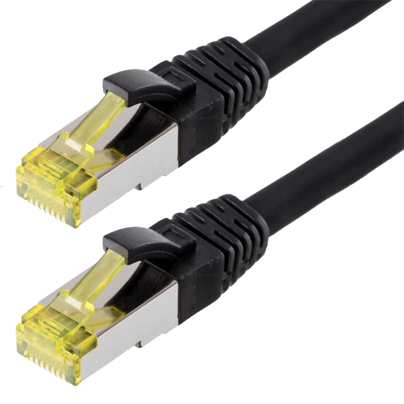 Patchkabel DRAKA S/FTP (PIMF) CAT 6A, schwarz 5,0m halogenfrei, Hirose TM31 Stecker, CAT 7 Rohka