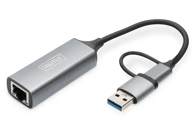 DIGITUS DN-3028 - Netzwerkadapter - USB-C / USB-A - 2.5GBase-T - Grau