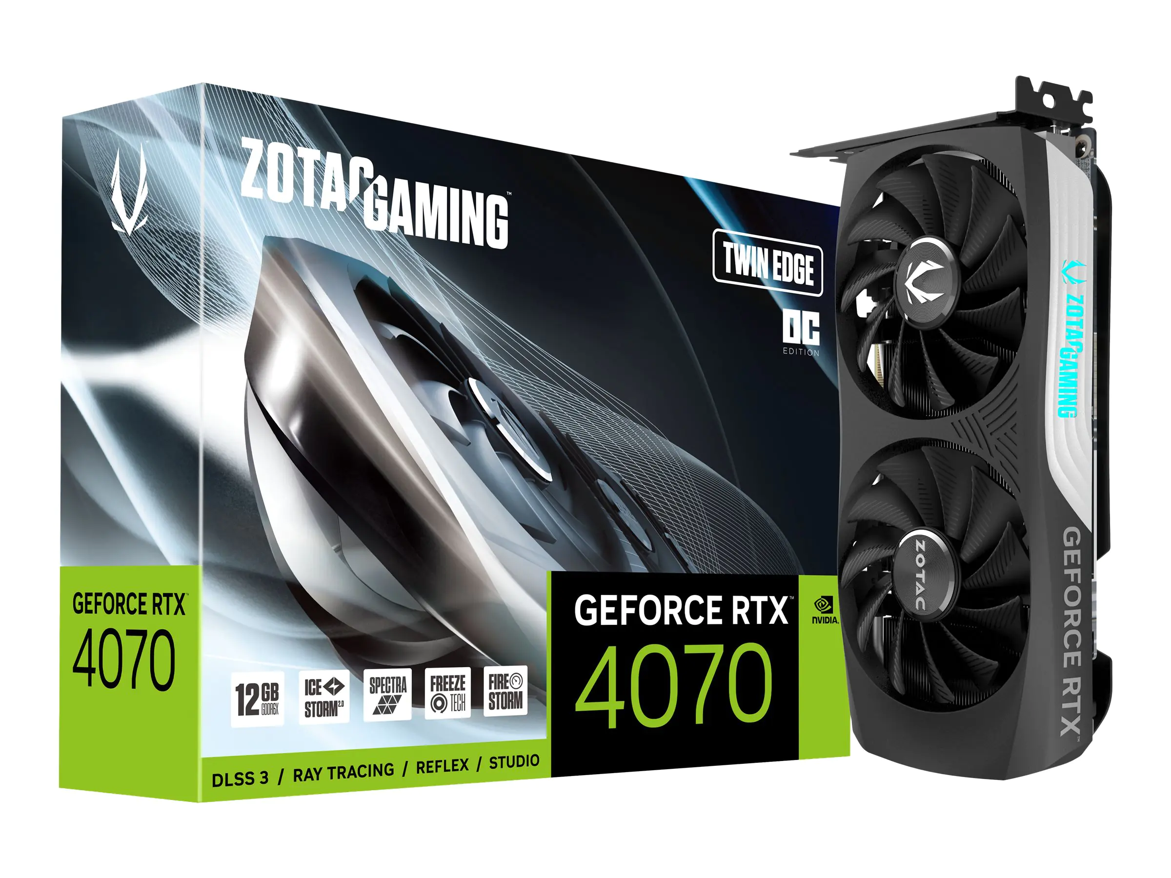 ZOTAC GAMING GeForce RTX 4070 Twin Edge OC - Grafikkarten - GeForce RTX 4070 - 12 GB GDDR6X - PCIe 4.0 x16 - HDMI, 3 x DisplayPort