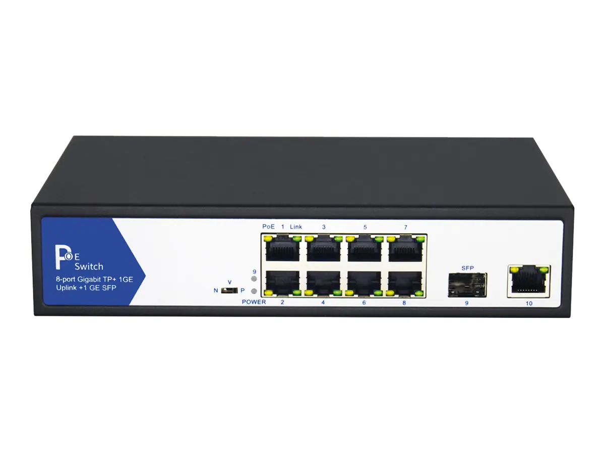 VALUE - Switch - 8 x 10/100/1000 + 1 x 10/100/1000 (Uplink) + 1 x SFP (mini-GBIC) (Uplink) - Desktop - PoE - Wechselstrom 120/240 V