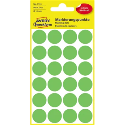 Avery Zweckform Markierungspunkt 3174 18mm leuchtgrün 96 St./Pack.