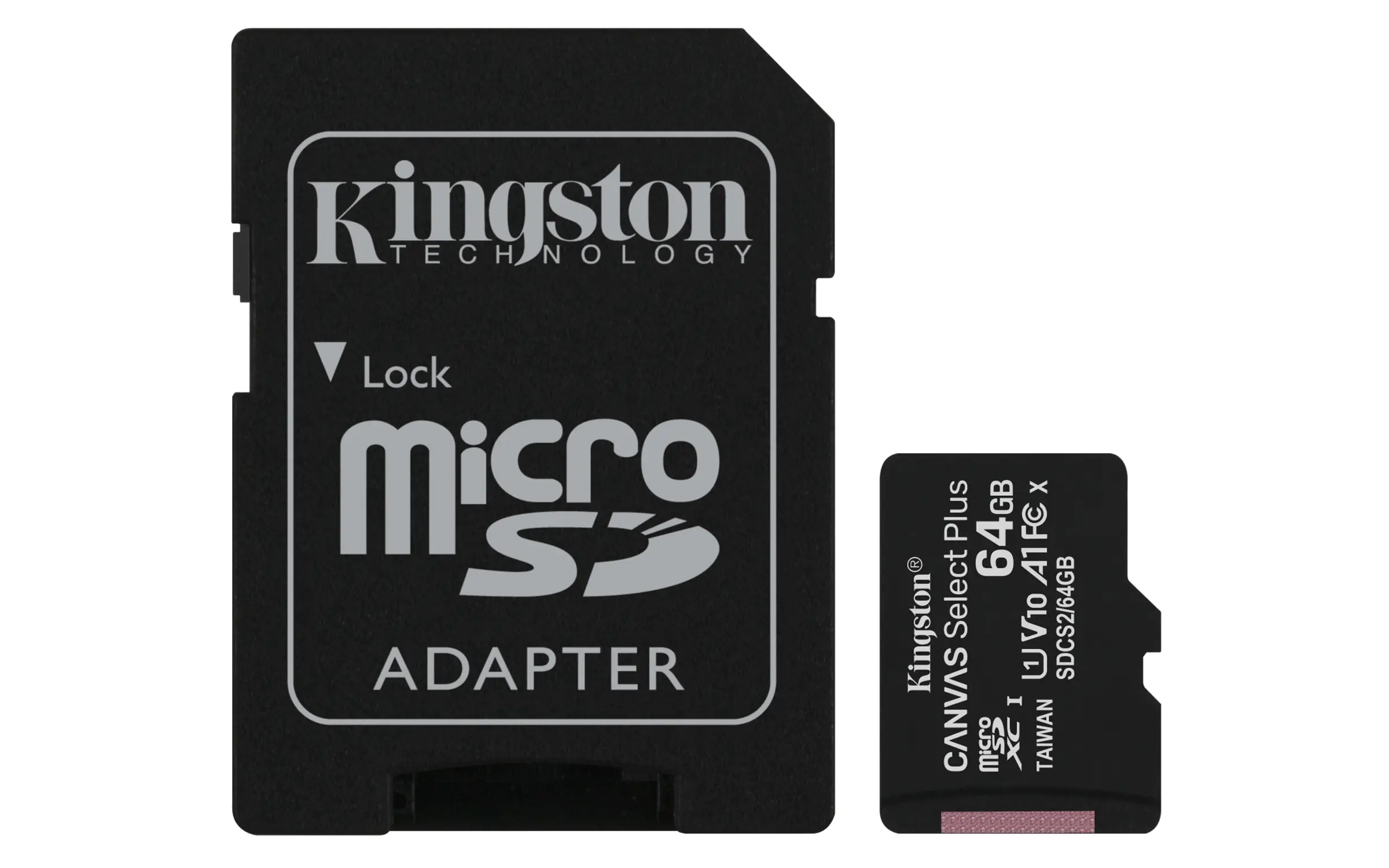 Kingston Canvas Select Plus - Flash-Speicherkarte (microSDXC-an-SD-Adapter inbegriffen) - 64 GB - A1 / Video Class V10 / UHS Class 1 / Class10 - microSDXC UHS-I