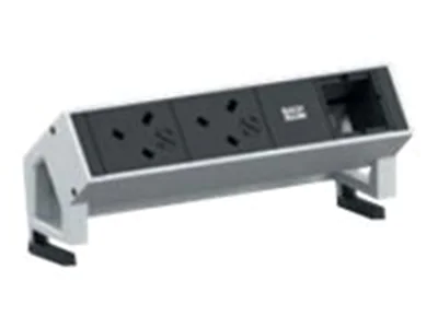 Bachmann DESK 2 - Steckdosenleiste - Eingabe, Eingang GST18 - Ausgangsanschlüsse: 2 - 20 cm - Großbritannien und Nordirland - Schwarz, weiß, RAL 9010