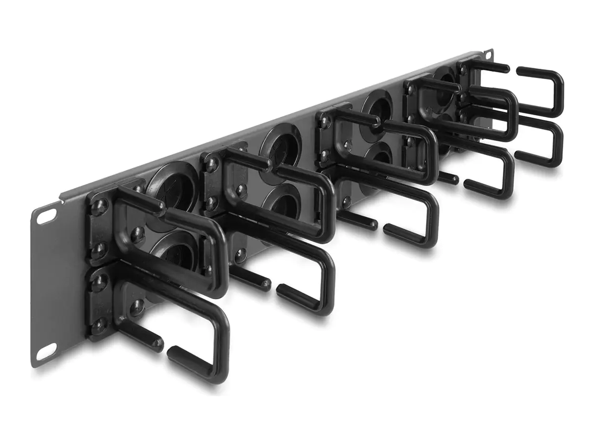 Delock Verlegetafel für Rack-Kabelmanagement - 8 Gummikabeldurchführungen, 10 Haken - Dunkelgrau - 2U - 48.3 cm (19") 66746
