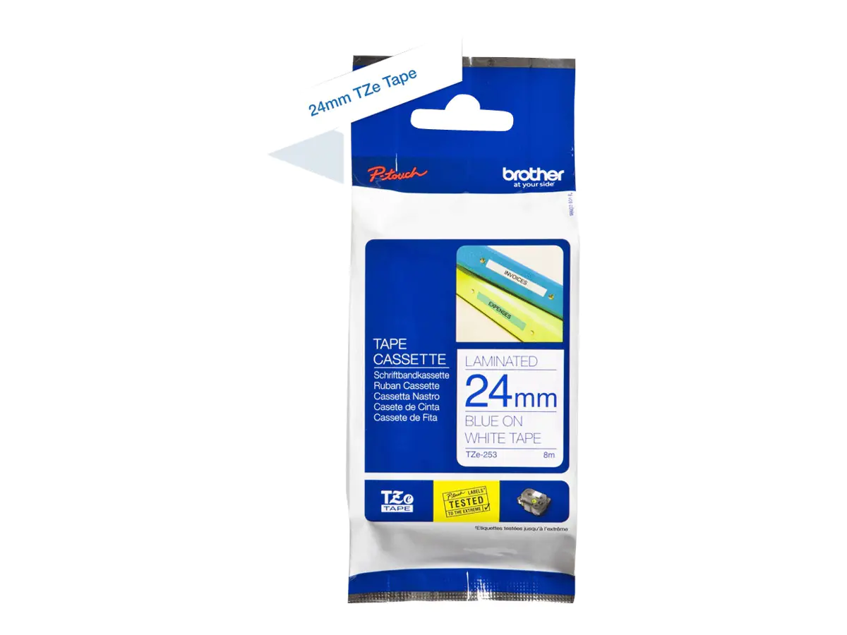 Brother TZe-253 - Blau auf weiß - Rolle (2,4 cm x 8 m) TZE253