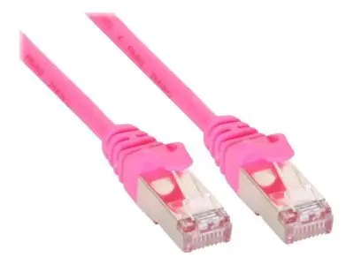 InLine - Patch-Kabel - RJ-45 (M) zu RJ-45 (M) - 25 cm - SFTP - CAT 5e - geformt - pink