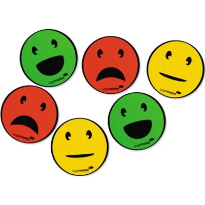 LEGAMASTER magnetisches Symbol emoticon sortiert 50mm 6St, Tafelmagnet, Grün, Rot, Gelb, Kunststoff, 50 mm, 50 mm, 0,85 mm 123304
