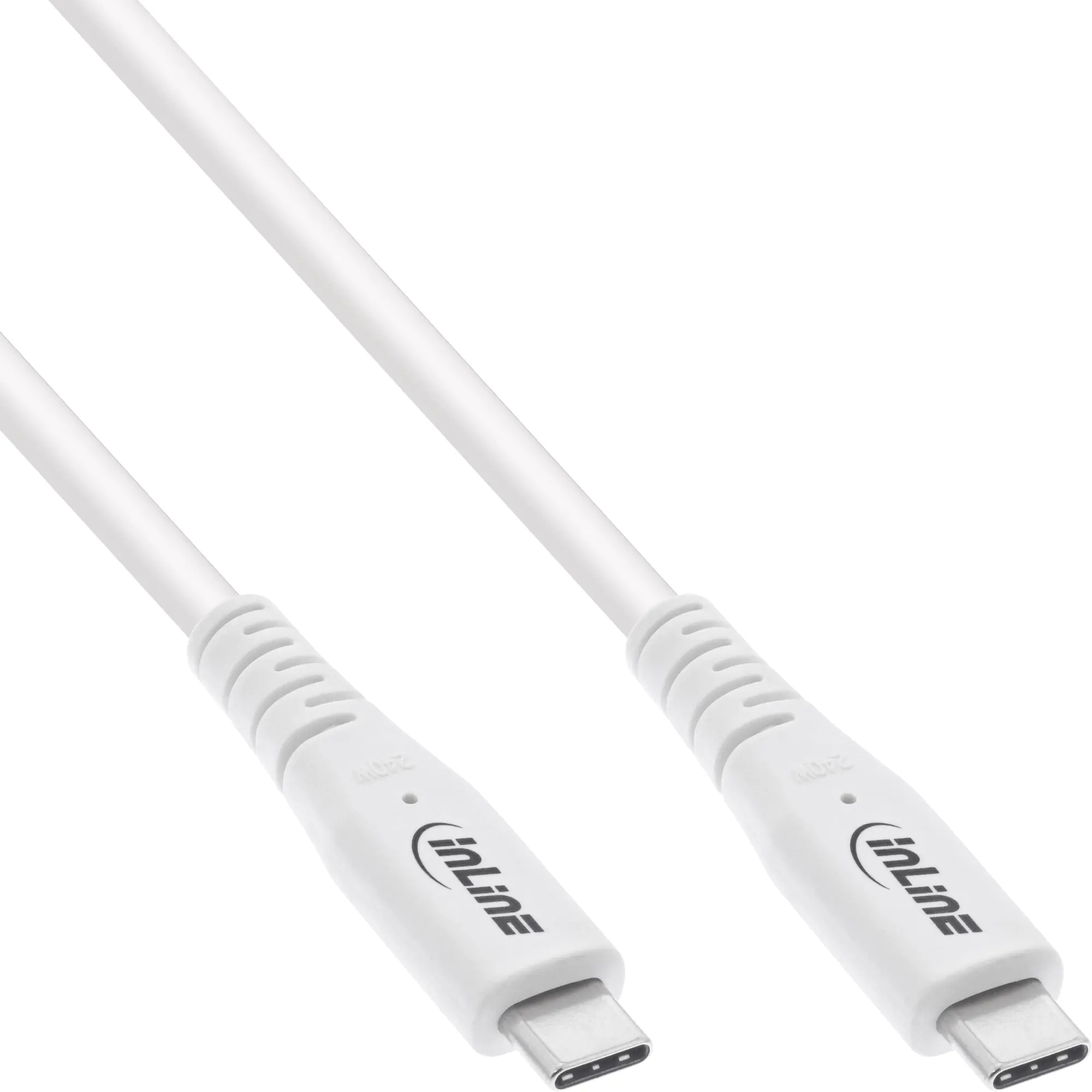 InLine - USB-Kabel - 24 pin USB-C (M) zu 24 pin USB-C (M) - USB 2.0 / USB 3.2 / USB4 / Thunderbolt 3 - 48 V - 5 A - 50 cm - Support von 8K 60 Hz, USB-Stromversorgung (240 W), bis zu 40 Gbps Datentransferrate - weiß