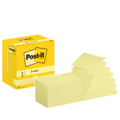 Post-it Haftnotiz Z-Notes 127 x 76 mm (B x H) gelb 100 Bl./Block 12 Block/Pack.