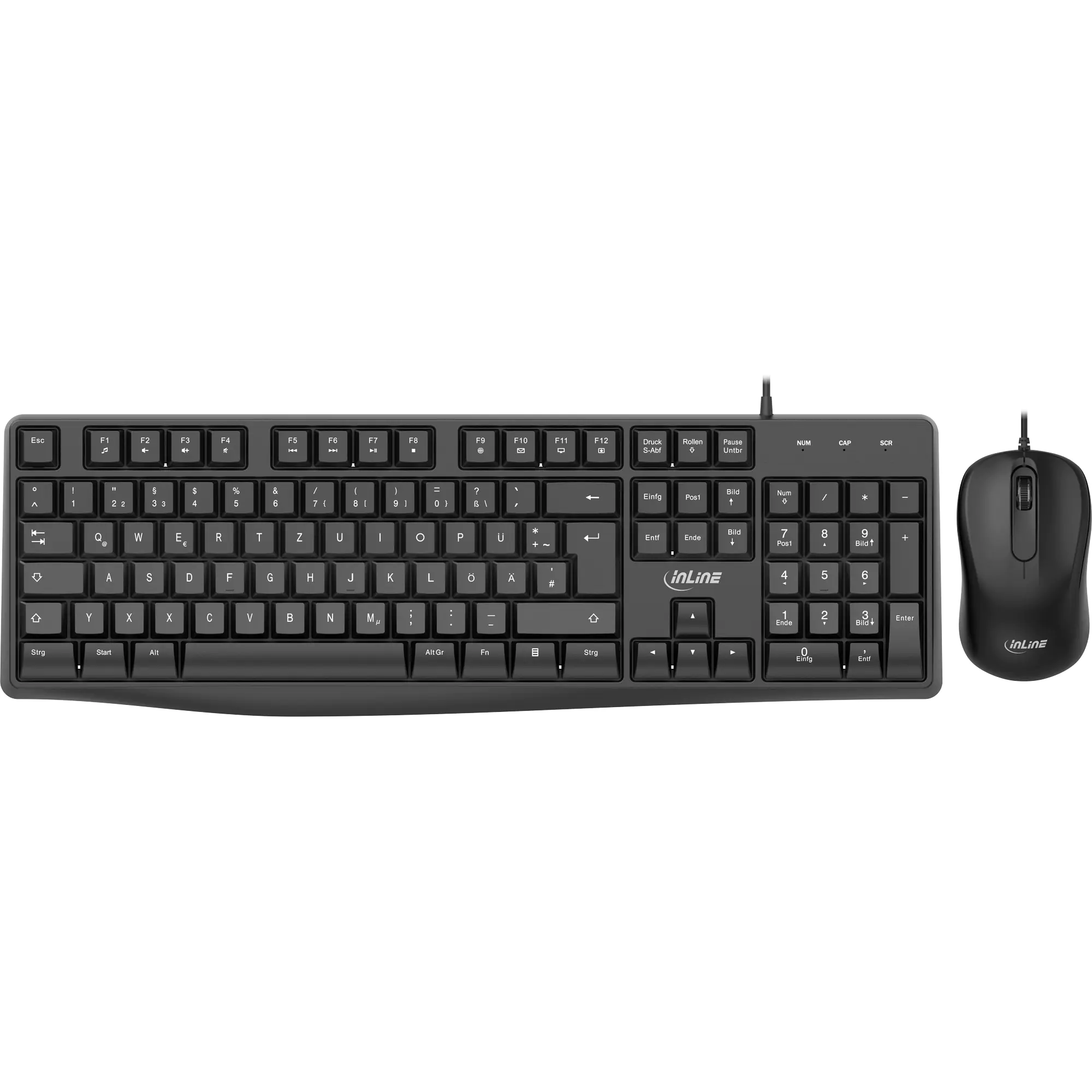 InLine Basic Desktop II - Tastatur-und-Maus-Set - full size - USB - QWERTZ - Deutsch - Schwarz