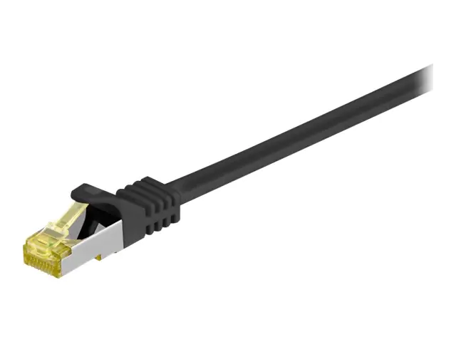 goobay - Patch-Kabel - RJ-45 (M) zu RJ-45 (M) - 25 cm - SFTP, PiMF - CAT 7 - halogenfrei, geformt, ohne Haken - Schwarz