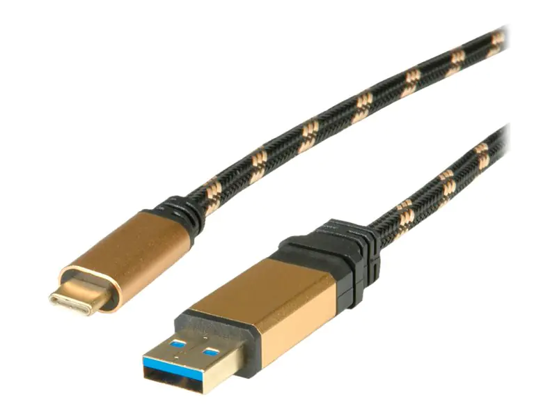 Roline Gold - USB-Kabel - USB Typ A (M) bis USB-C (M) - USB 3.1 - 5 V - 900 mA - 1 m - Schwarz/Gold