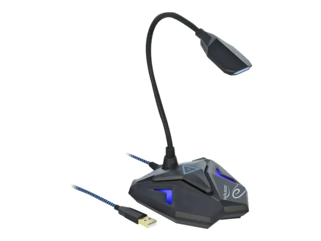 Delock Desktop USB Gaming Microphone with Gooseneck and Mute Button - Mikrofon - USB - Schwarz, Blau