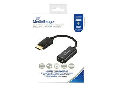 MediaRange - Videoadapter - DisplayPort männlich zu HDMI weiblich - 15 cm - Schwarz - passiver Konverter