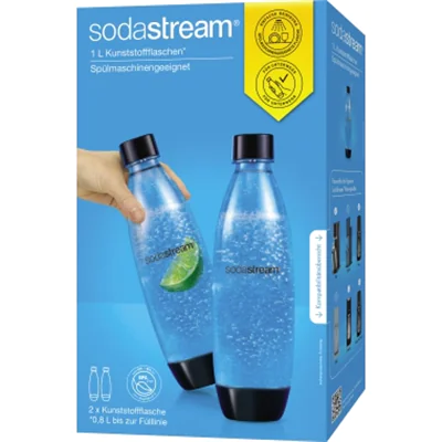 sodastream Sprudlerflasche SODASTREAM Wassersprudler DUO Titan Starterset 1016812491 1 l, Fülllinie 0,84l spülmaschinengeeignet Kunststoff 2 St./Pack.