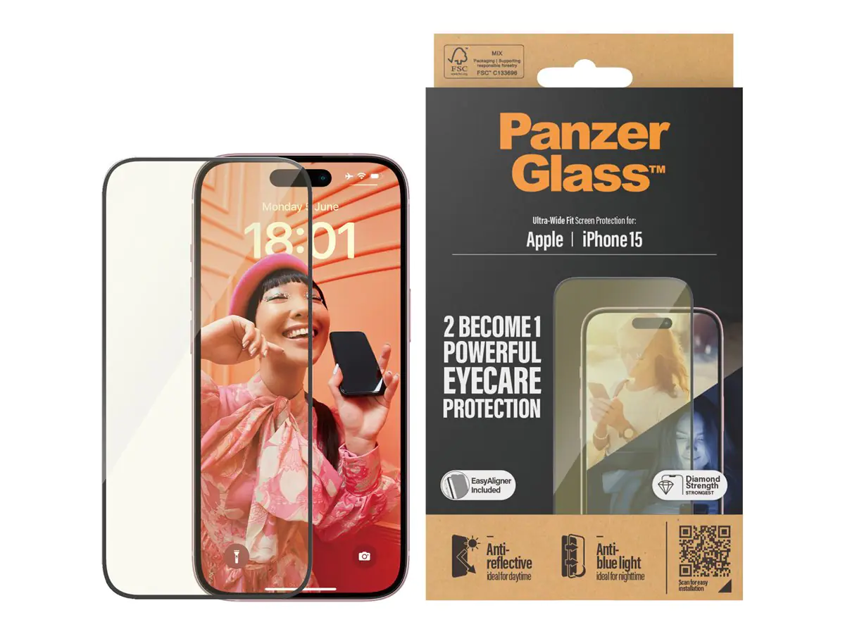 PanzerGlass Bildschirmschutz für Handy - Augenschutz, ultraweiter Sitz mit EasyAligner
