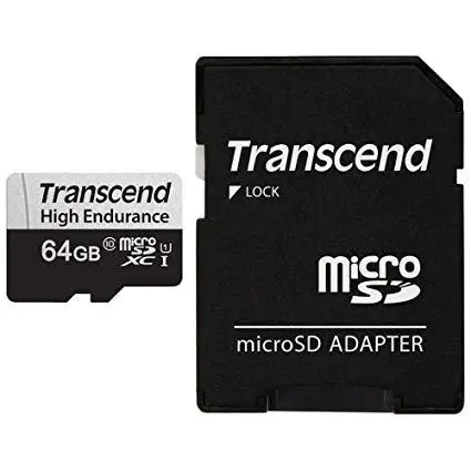 Transcend 350V - Flash-Speicherkarte (SD-Adapter inbegriffen) - 64 GB - UHS-I U1 / Class10 - microSDXC UHS-I