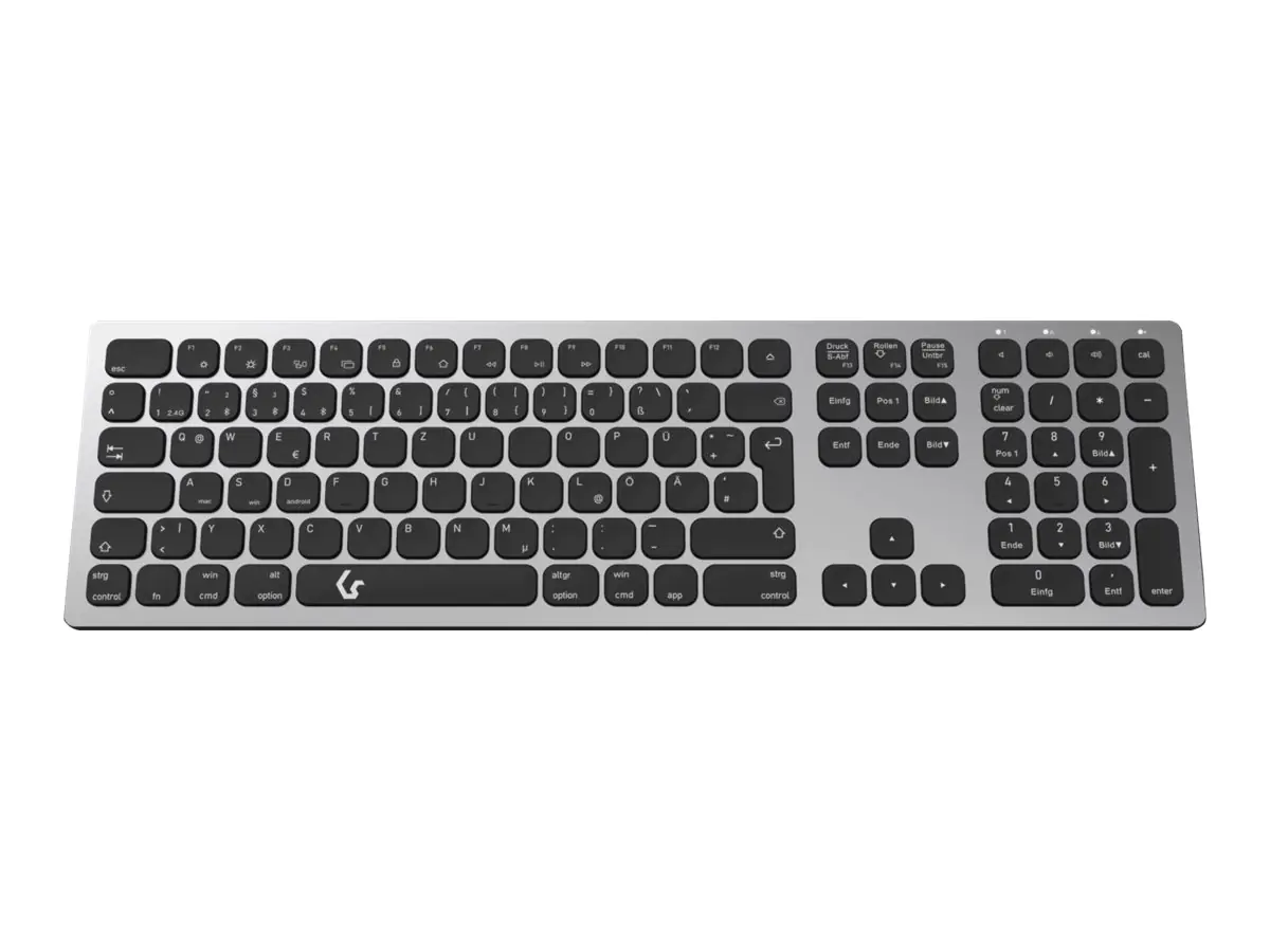 KeySonic KSK-8023BTRF - Tastatur - volle Größe - kabellos - 2.4 GHz, Bluetooth 4.0 - QWERTY - Englisch - Tastenschalter: X-Type - Anthrazit/schwarz