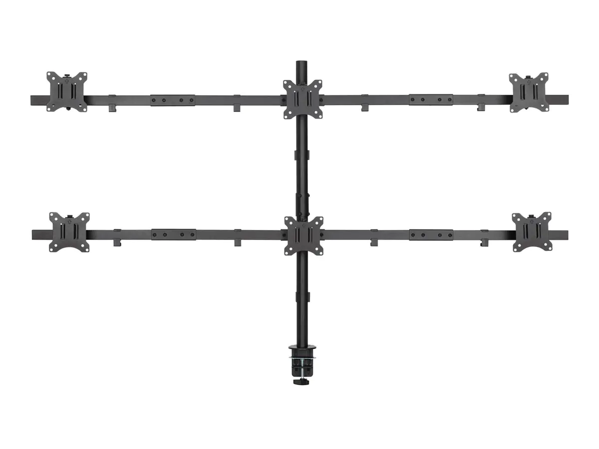 InLine - Befestigungskit (Klammer) - für 6 LCD-Displays - Schwarz - Bildschirmgröße: bis zu 81,3 cm (bis zu 32 Zoll) - Tischmontage