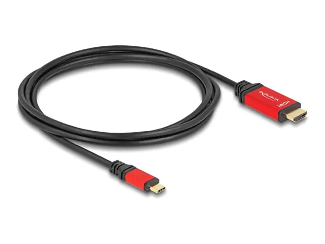 Delock Adapterkabel - USB-C männlich zu HDMI männlich - 2 m - Schwarz / Rot - 8K60Hz (7680 x