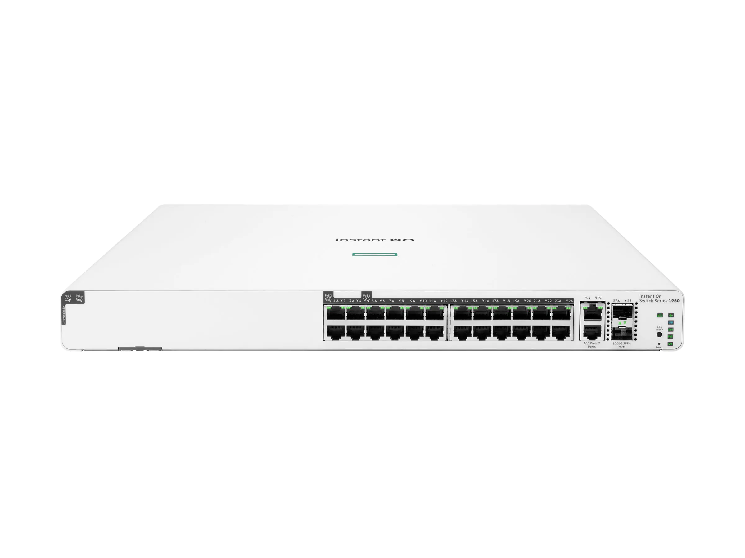 HPE Aruba Instant On 1960 24G 20p Class4 4p Class6 PoE 2XGT 2SFP+ 370W Switch - Switch - L3 Lite - managed - 24 x 10/100/1000 + 2 x 10 Gigabit SFP+ + 2 x 100/1000/10GBase-T - an Rack montierbar - PoE (370 W)