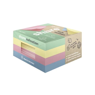 share Haftnotiz 75 x 75 mm (B x H) grün, gelb, rot, blau 400 Bl.