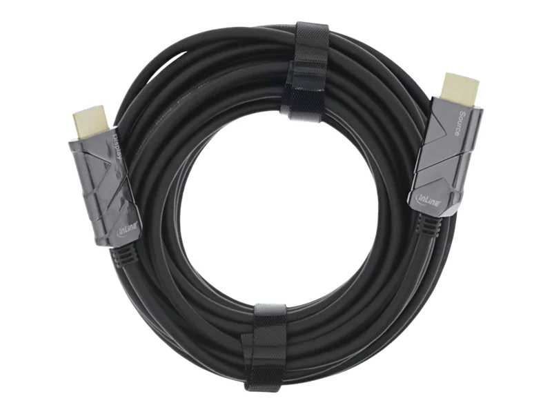 InLine - Ultra High Speed - HDMI-Kabel - HDMI männlich zu HDMI männlich - 15 m - Glasfaser - Schwarz - Active Optical Cable (AOC), Support von 4K 120 Hz, unterstützt 8K 60 Hz (7680 x 4320)