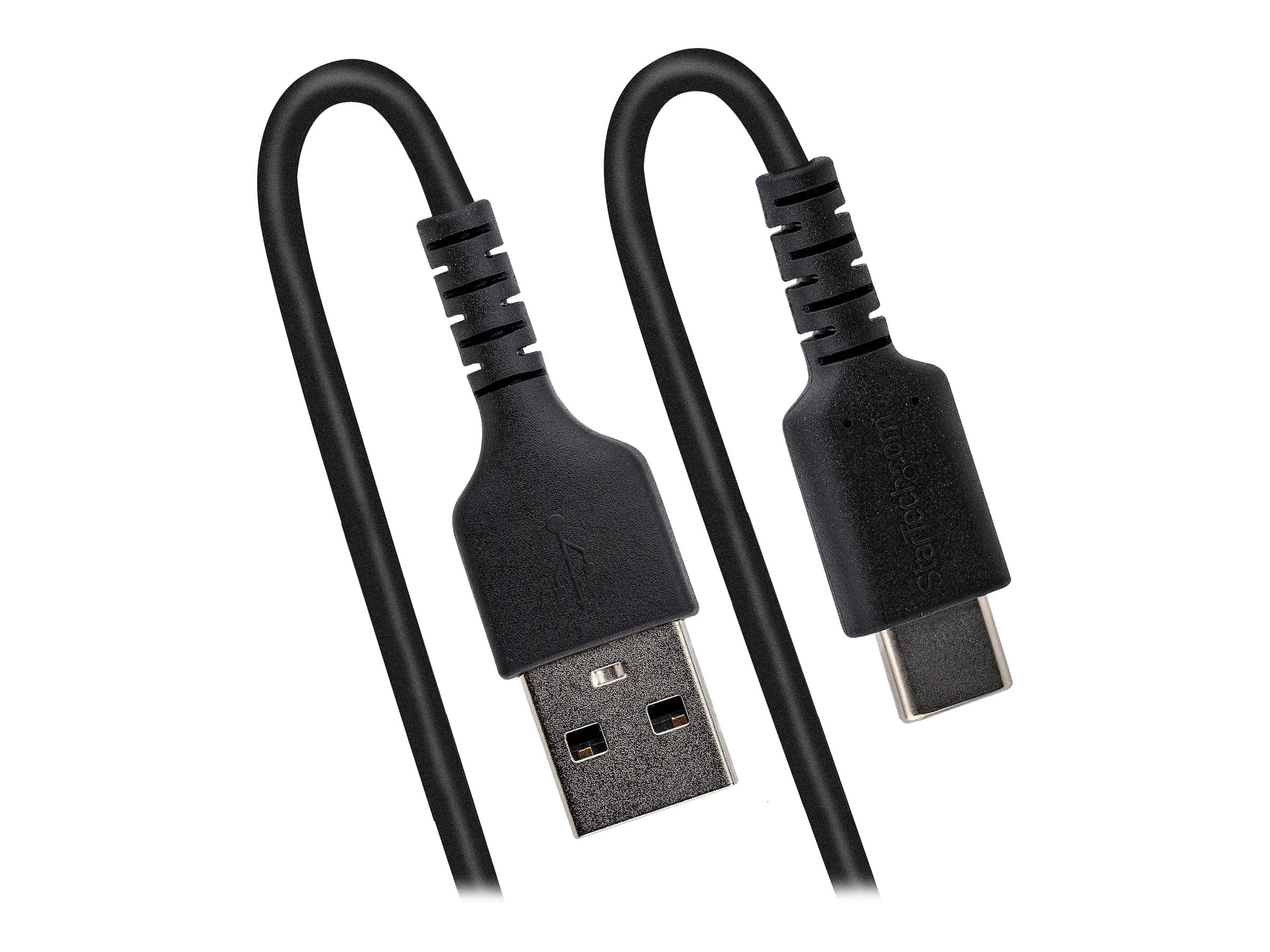 StarTech 1m USB C auf USB C Kabel, hochbelastbares Spiralkabel zum Laden und Synchronisieren, USB C 2.0 Kabel, robuste Aramidfaser, Schnellladekabel mit EMI Schutz, schwarz (R2CCC-1M-USB-CABLE) - USB-Kabel - 24 pin USB-C (M) zu 24 pin USB-C (M) - USB 2.0