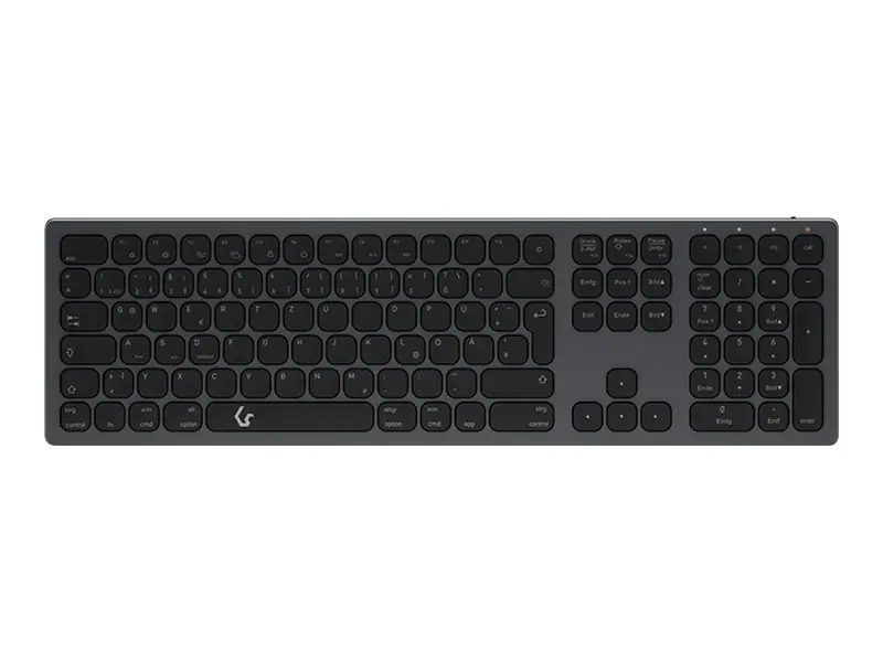 KeySonic KSK-8023BTRF - Tastatur - volle Größe - kabellos - 2.4 GHz, Bluetooth 4.0 - QWERTZ - Deutsch - Anthrazit/schwarz