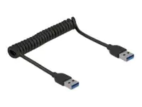 Delock USB 3.0 Coiled Cable Type-A male to Type-A male - Linkkabel - USB 3.0 - USB 3.0 x 1 - Schwarz