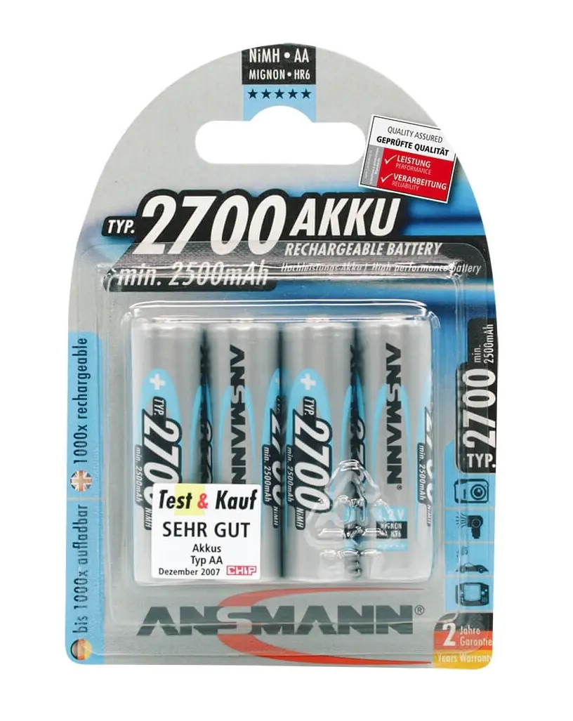 Ansmann Akku NiMH Energy AA Mignon LR6 2700 mAh 1,2V 4er Blister 5030842