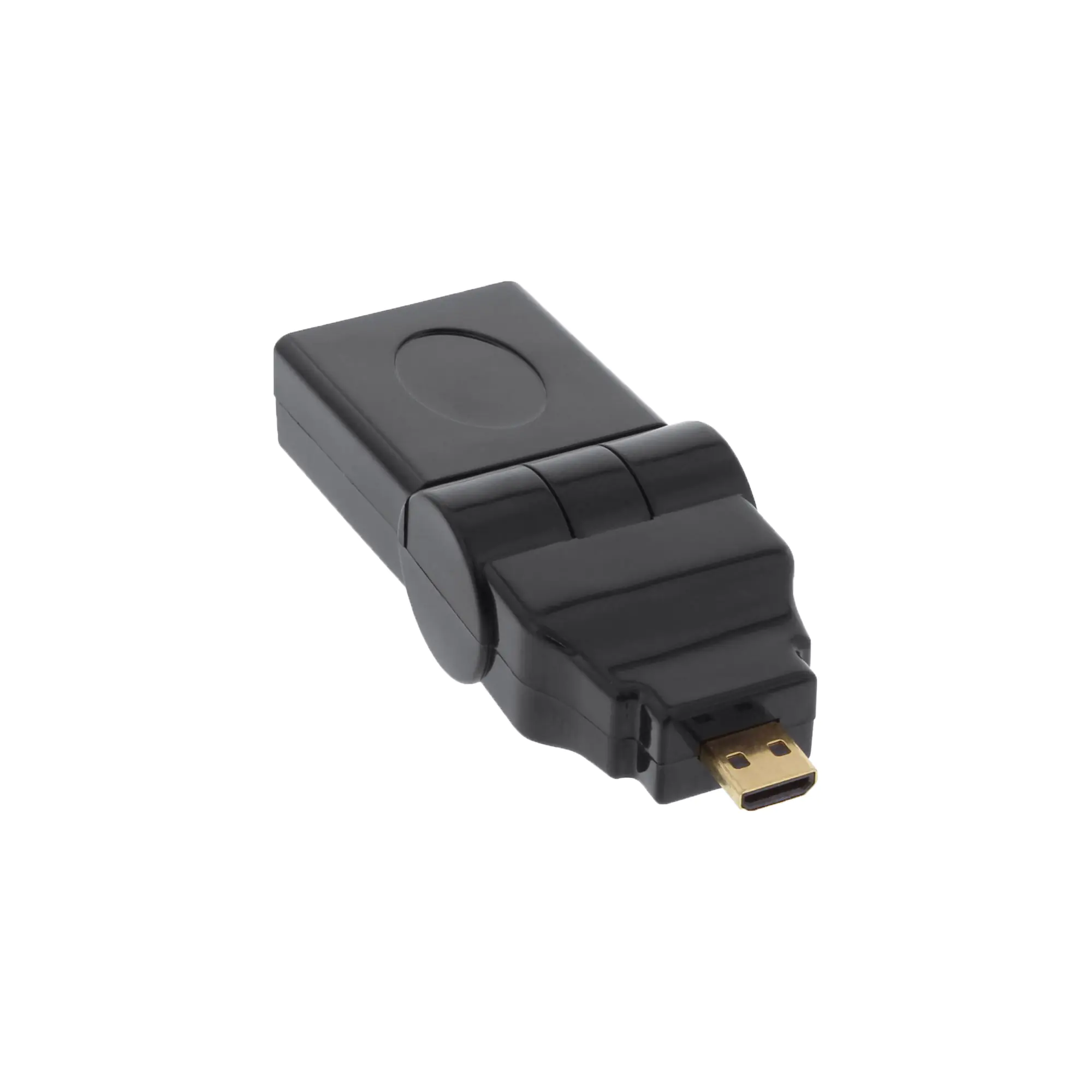 InLine - HDMI-Adapter - 19 pin micro HDMI Type D männlich zu HDMI weiblich - Schwarz - 180° drehbarer Stecker