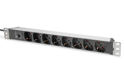 Digitus DN-95410-IT - Steckdosenleiste (Rack - einbaufähig) - Wechselstrom 230 V - Eingabe, Eingang IEC 60320 C14 - Ausgangsanschlüsse: 8 - 1U - 48.3 cm (19") - 2 m Schnur