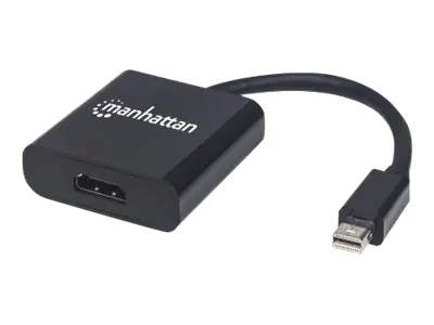 Manhattan Aktiver Mini-DisplayPort auf HDMI-Adapter, Mini-DisplayPort-Stecker auf HDMI-Buchse, 4K@60Hz, schwarz, Polybagverpackung - Videoadapter - Mini DisplayPort männlich zu HDMI weiblich - abgeschirmt - Schwarz - geformt, 4K Unterstützung