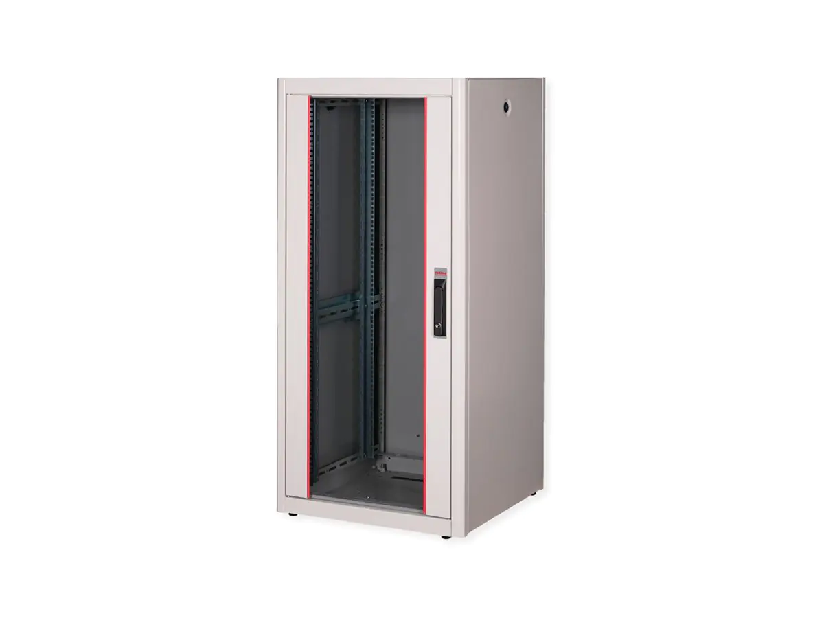 ROLINE Basic - Schrank Netzwerkschrank - Glas-Tür, 600x600 BxT - RAL 7035, Hellgrau - 26U - 48.3 cm (19") 26.21.0035