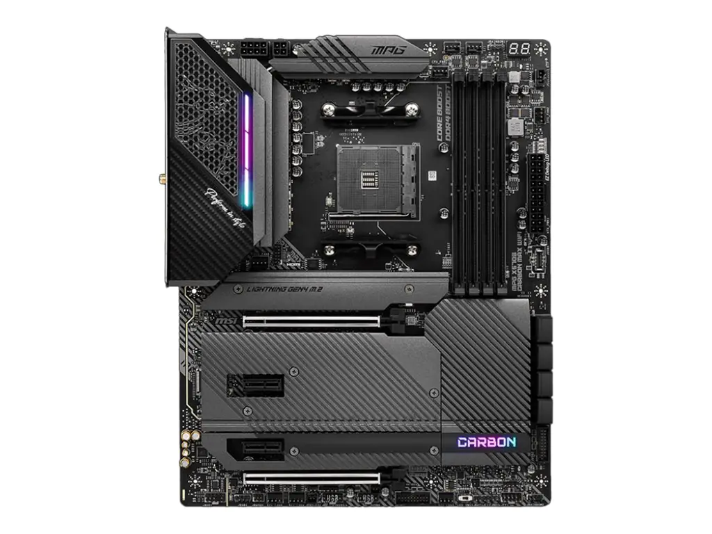 MSI MPG X570S CARBON MAX WIFI - Motherboard - ATX - Socket AM4 - AMD X570 Chipsatz - USB-C Gen2, USB 3.2 Gen 1, USB 3.2 Gen 2 - 2.5 Gigabit LAN, Wi-Fi 6, Bluetooth - Onboard-Grafik (CPU erforderlich) - HD Audio (8-Kanal)