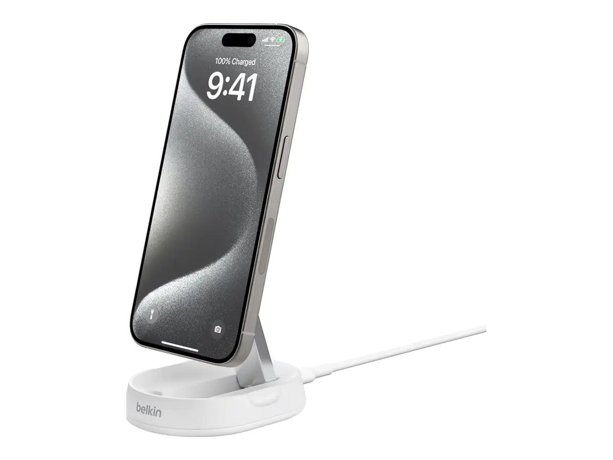 Belkin BoostCharge Pro - Kabelloses Ladegerät - magnetisch + AC-Netzteil - 15 Watt - weiß