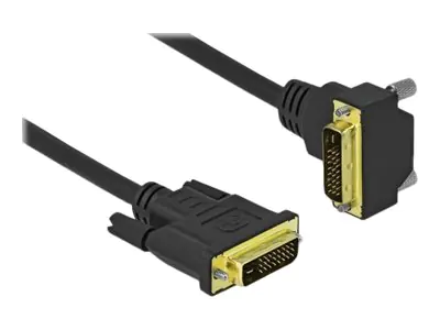 Delock - DVI-Kabel - Dual Link - DVI-D (M) gewinkelt zu DVI-D (M) - 2 m - Daumenschrauben - Schwarz