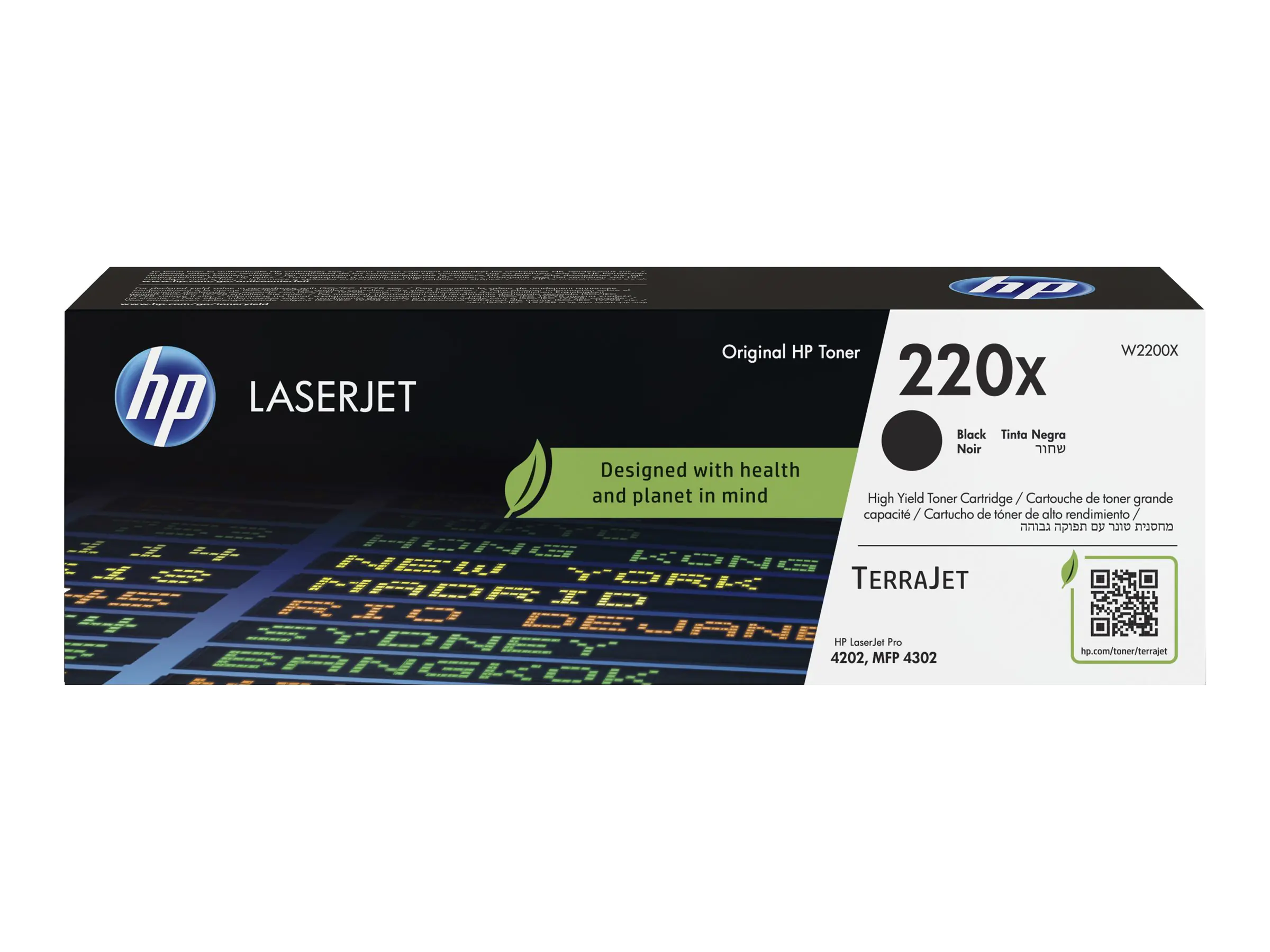 HP 220X - Hohe Ergiebigkeit - Schwarz - original - LaserJet - Box - Tonerpatrone (W2200X) - für Color LaserJet 4302; Color LaserJet Pro 4202, 4302, MFP 4303
