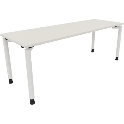 Schreibtisch Vierfuß Rundrohr B2000xT700xH680-820 ws/Weiß