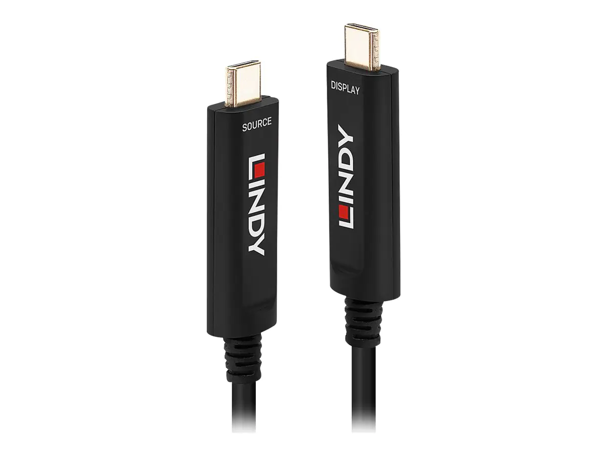 Lindy Fibre Optic Hybrid USB Type C Video Cable - USB-Kabel - 24 pin USB-C (M) zu 24 pin USB-C (M) - 15 m - rund - Schwarz