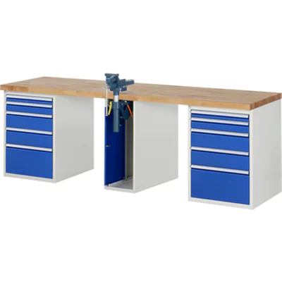 RAU Werkbank 7000 2.500 x 890 x 700 mm (B x H x T) enzianblau lichtgrau