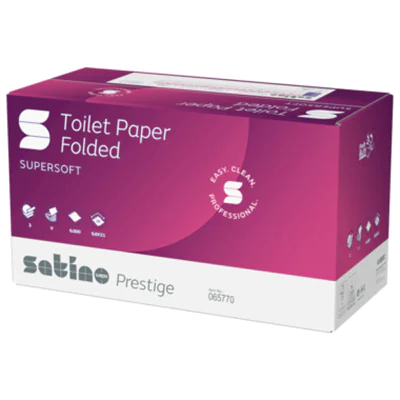 Satino by WEPA Toilettenpapier Prestige 3-lagig Z/Z-Falz / V-Falz hochweiß 30 x 200 Bl./Pack.