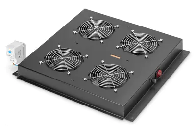 Digitus DN-19 FAN-4-B-N - Rack-Dach mit 2 Lüftern - mit 4 Lüfter - Schwarz, RAL 9005 - 48.3 cm (19")