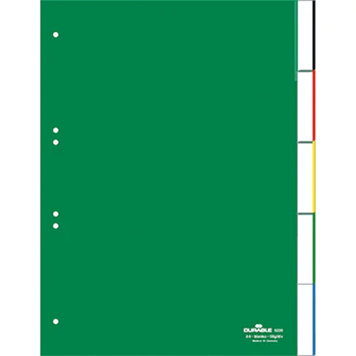 DURABLE Register 622005 DIN A4 0-5 5teilig Hartfolie grün