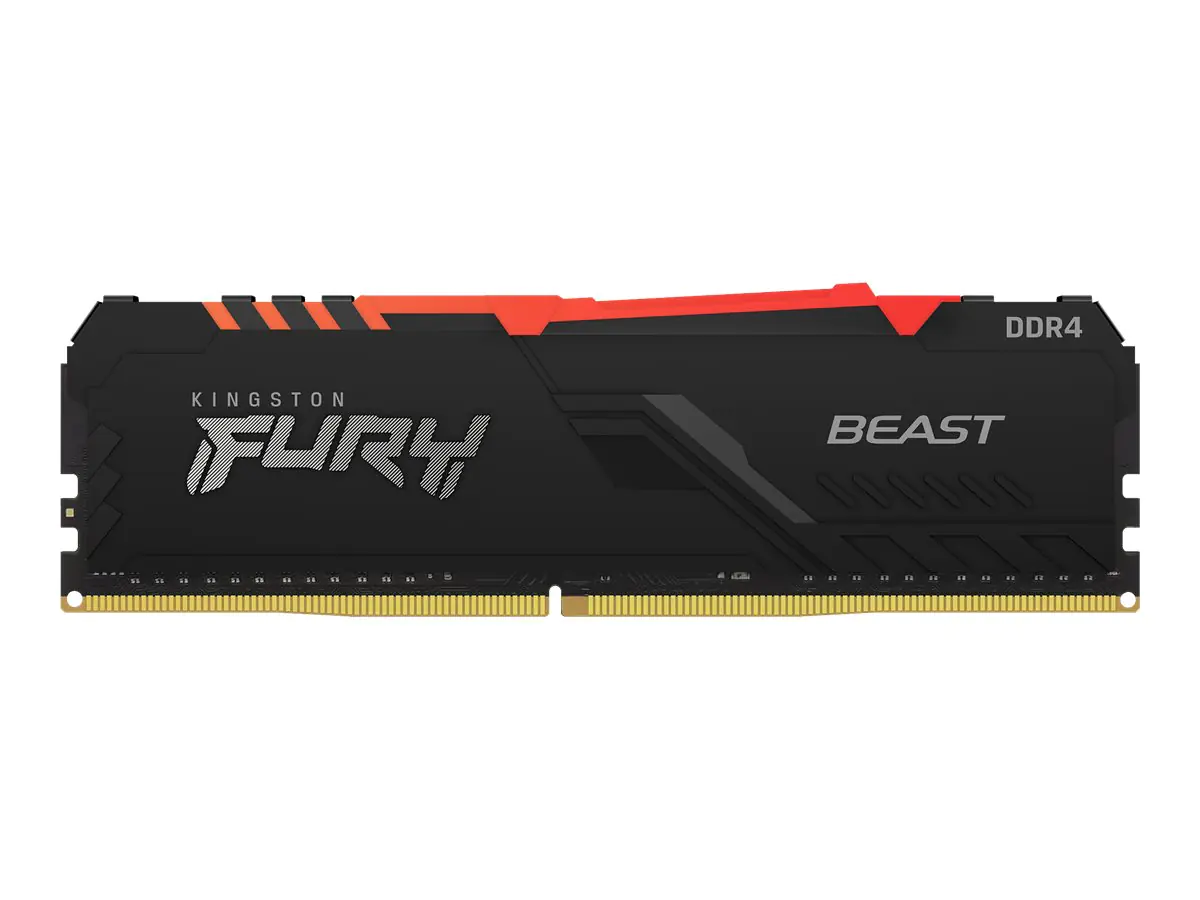 Kingston FURY Beast RGB - DDR4 - Kit - 32 GB: 2 x 16 GB - DIMM 288-PIN - 3000 MHz / PC4-24000 - CL16 - 1.35 V - ungepuffert - non-ECC - Schwarz
