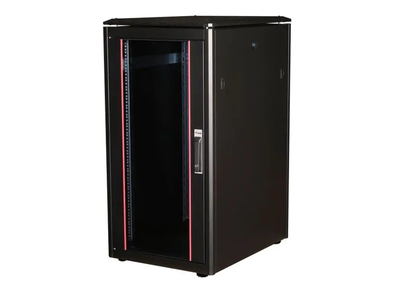 Equip Dynamic Flex Line - Schrank Netzwerkschrank - 600x800 mm, mit Glastür, abnehmbare und abschließbare Paneele, montiert - freistehend - Schwarz, RAL 9005 - 22U - 48.3 cm (19") EDF-22-6080-B-BMAA